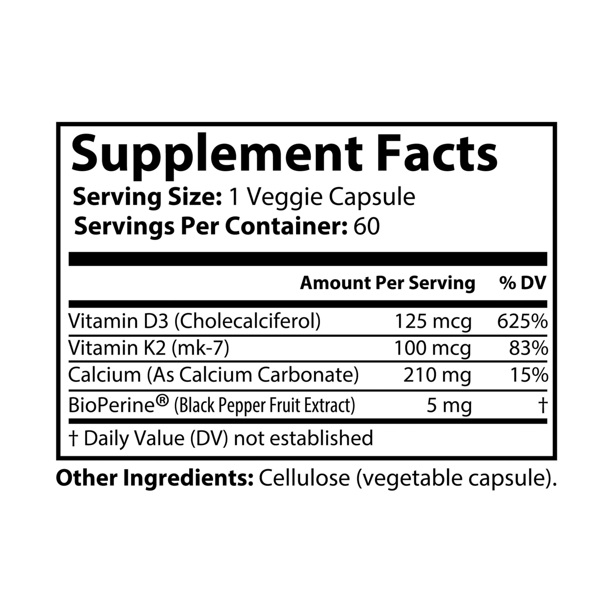Vitamin K2 + D3 Supplement (60 Capsules) - Image 7