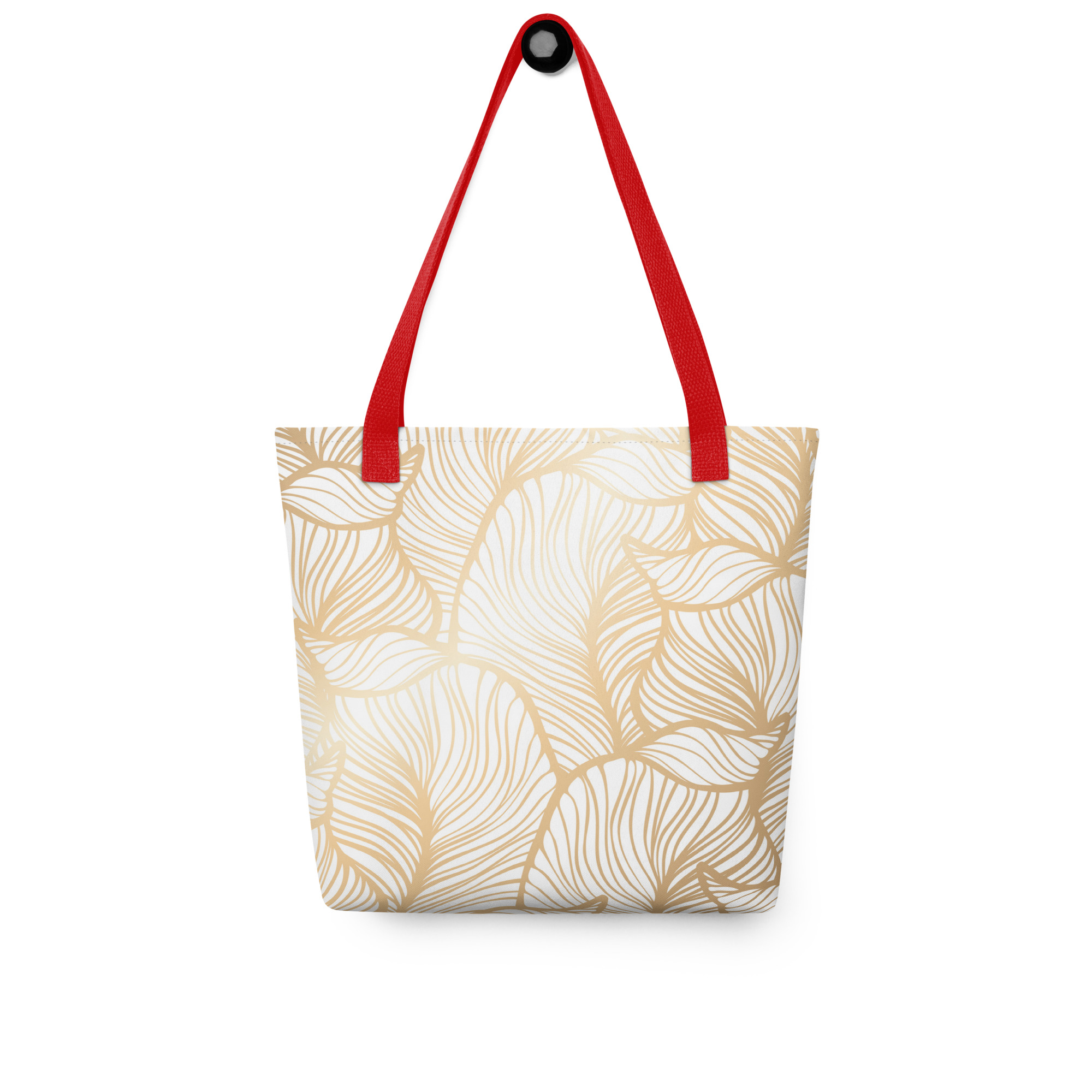Golden Ginkgo Leaf Inspired Floral Line Art Tote Bag - Image 2