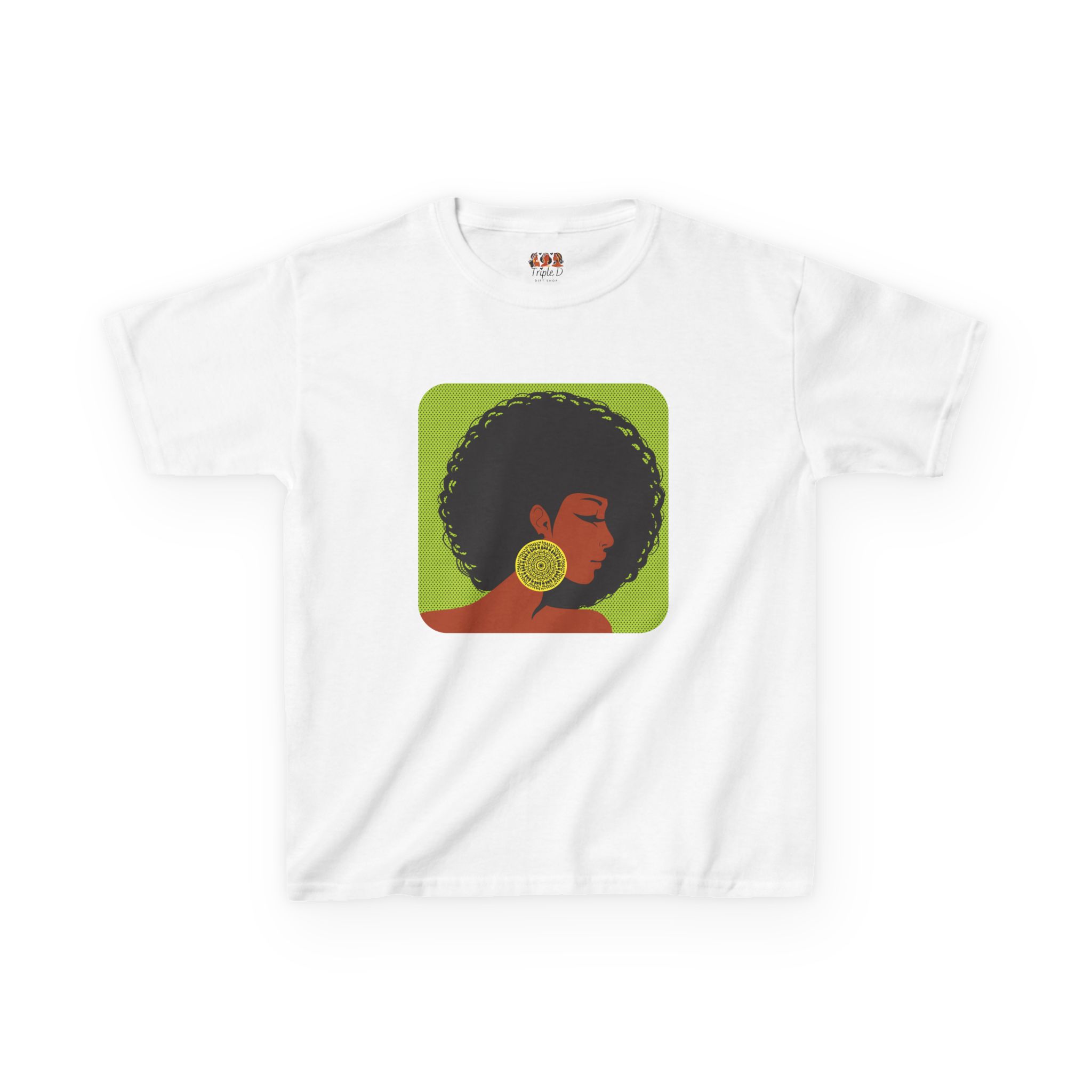 Afrocentric Kids Heavy Cotton™ T-Shirt - Black African American Girl Pride Cultural Shirt, Fun Children’s Apparel