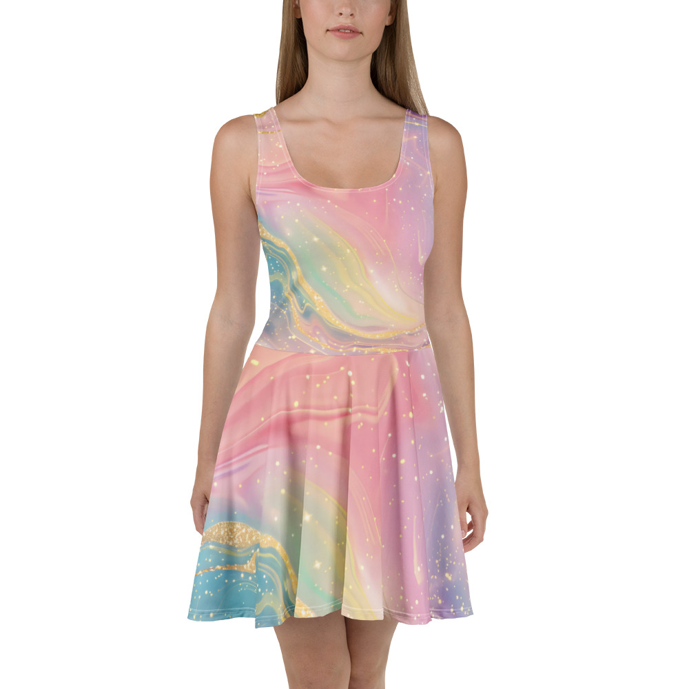 Pastel Marble Galaxy Skater Dress - Image 3