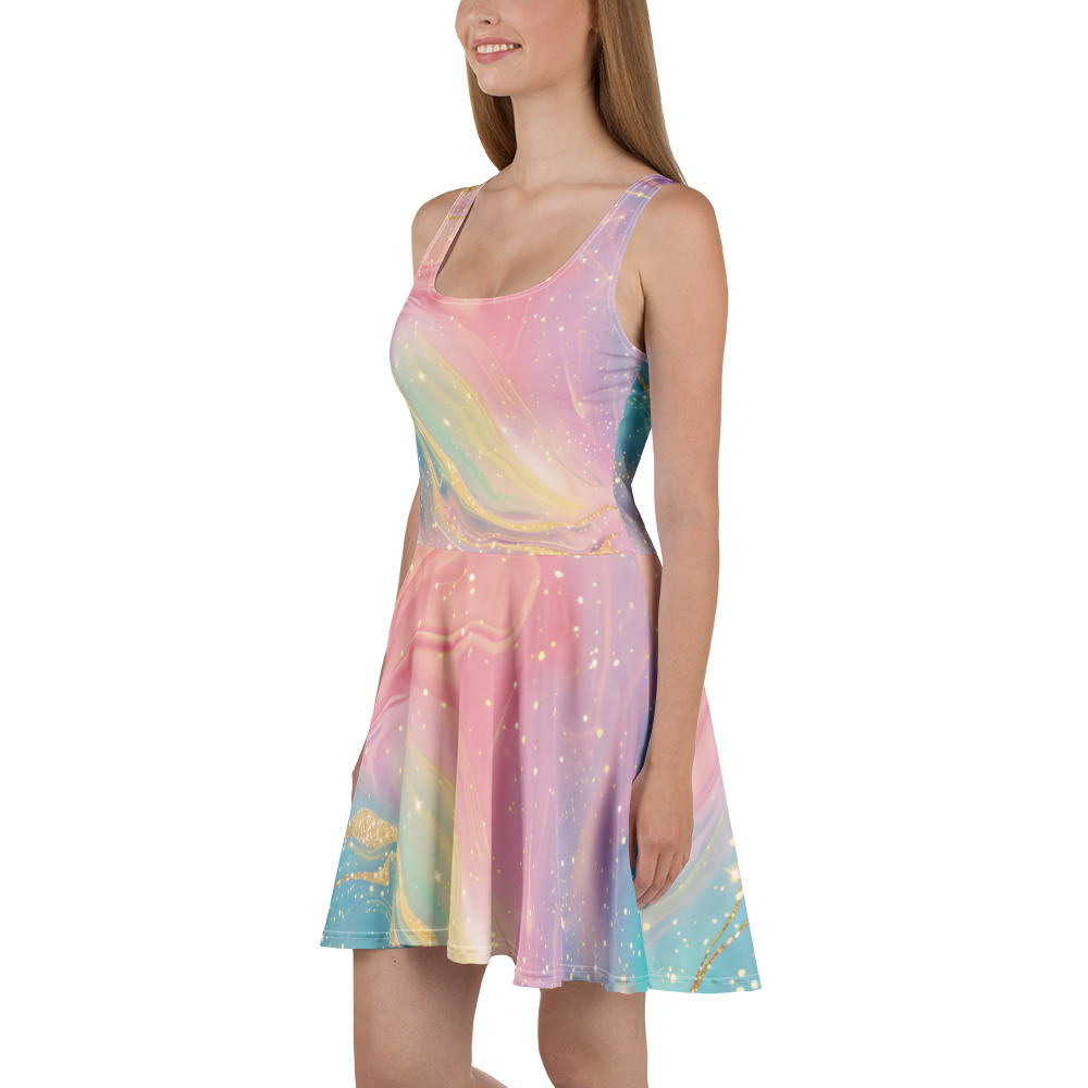 Pastel Marble Galaxy Skater Dress