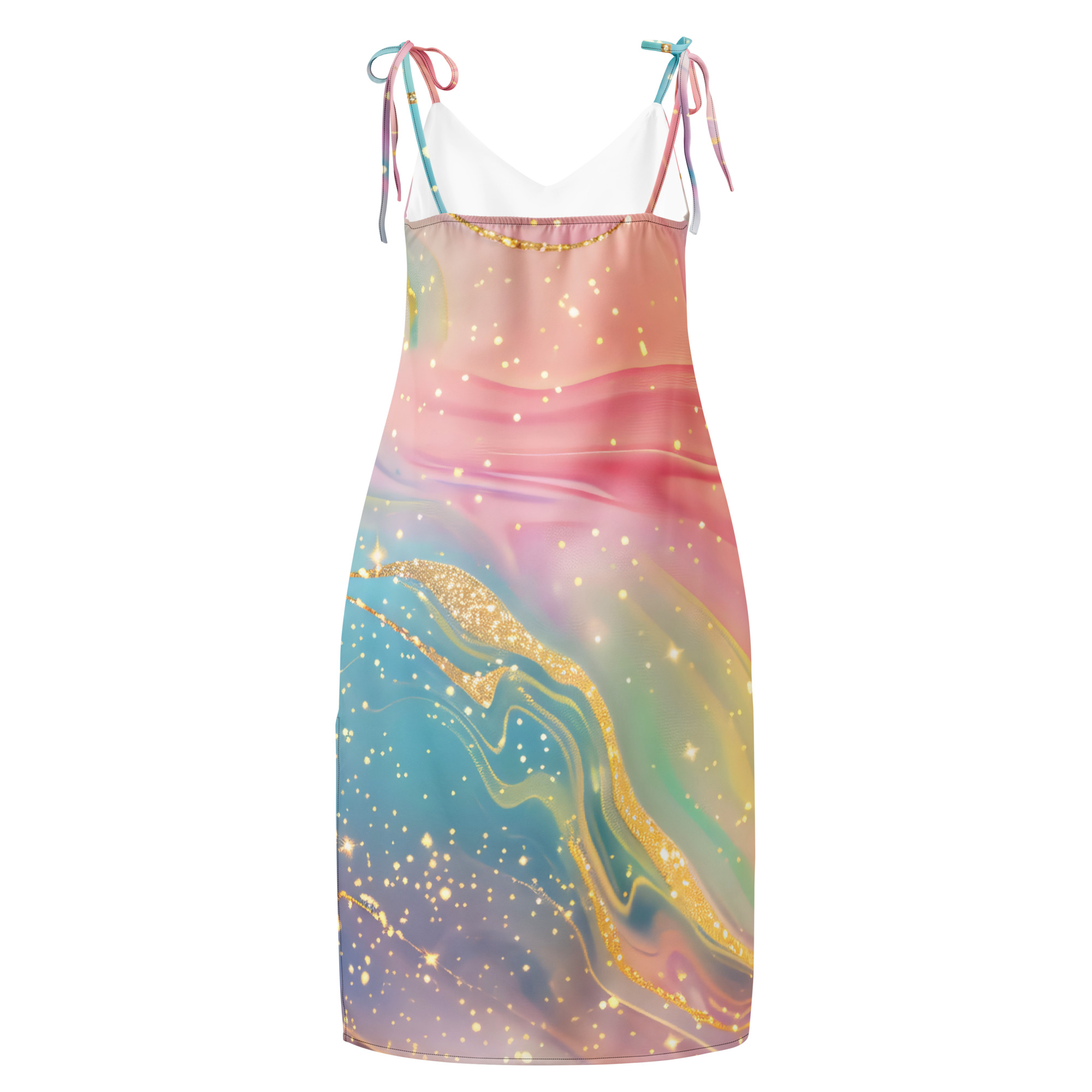 Pastel Marble Galaxy Tie-Strap Midi Dress - Image 6