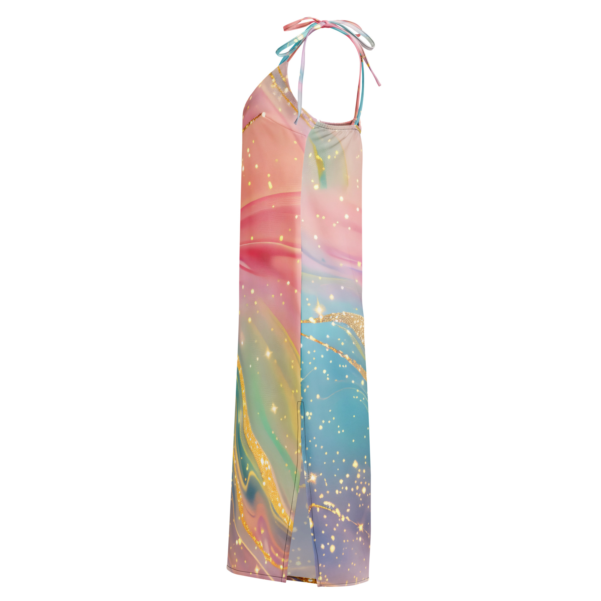 Pastel Marble Galaxy Tie-Strap Midi Dress - Image 7
