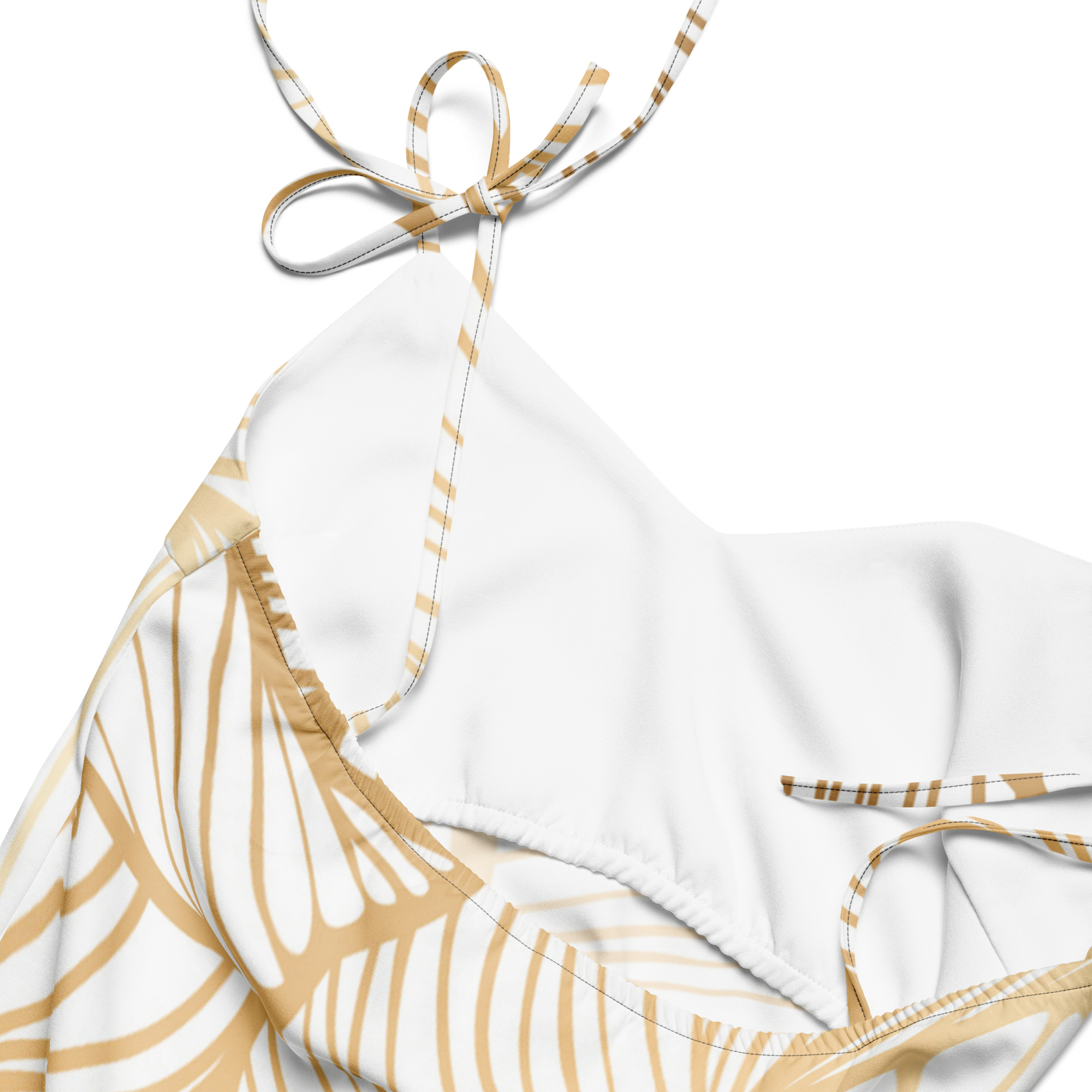 Golden Ginkgo Leaf Inspired Floral Line Art Tie-strap Midi Dress - Image 2