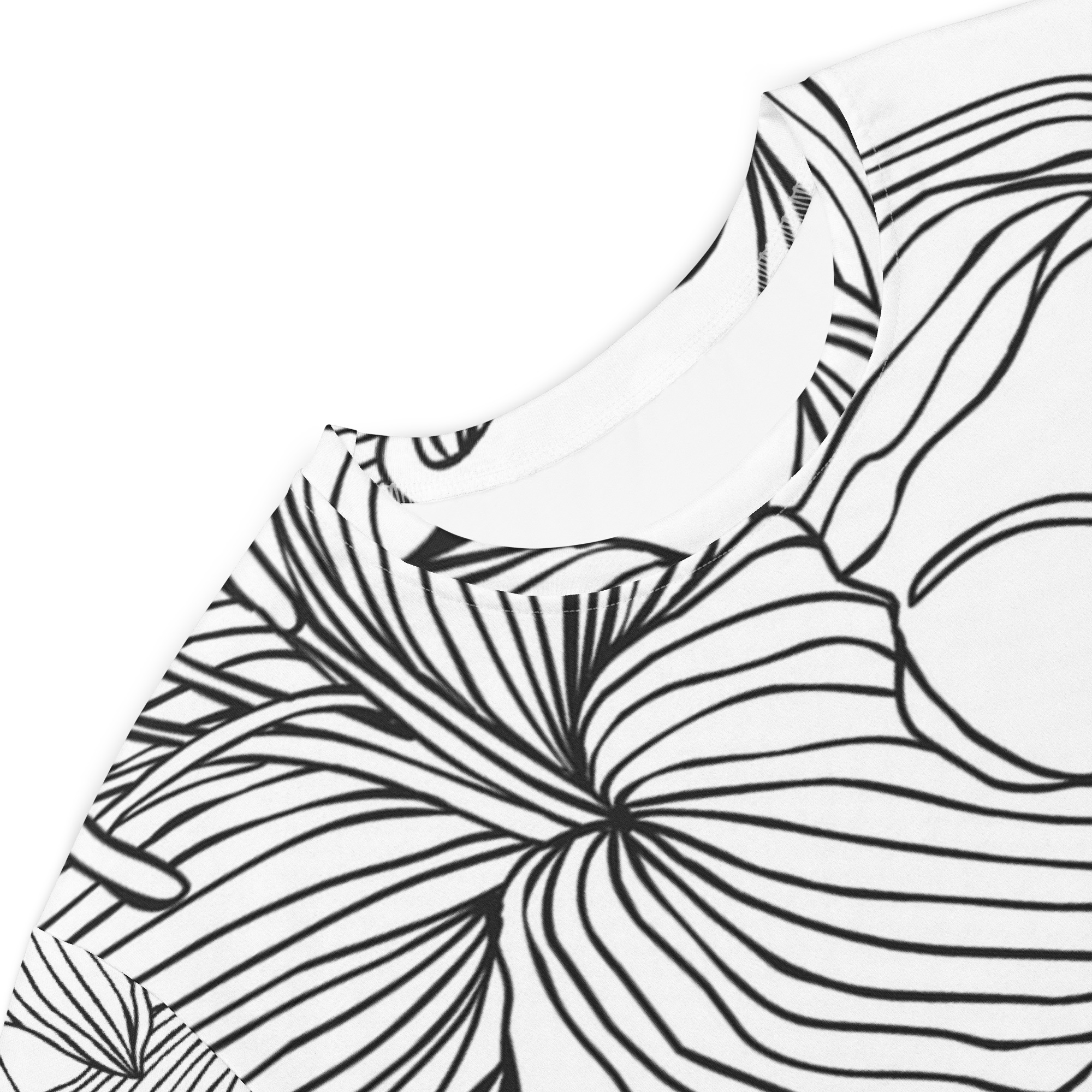 Black & White Lily Flower Sketch T-shirt Dress - Image 6