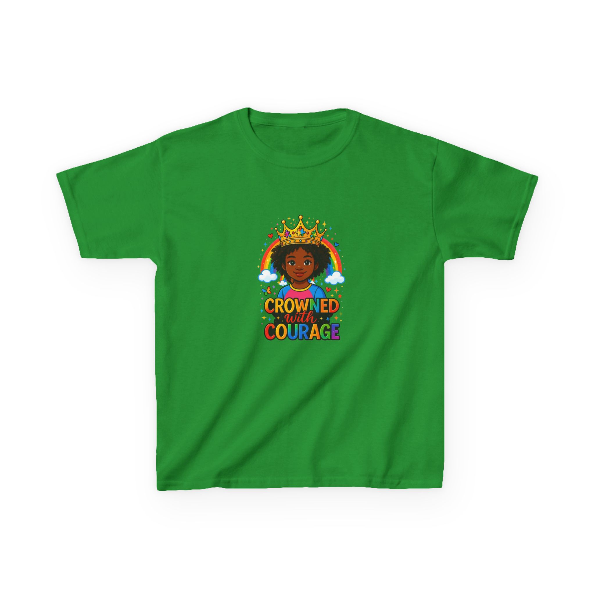 Kids "Crowned With Courage" Rainbow Princess Unisex T-shirt - Image 8