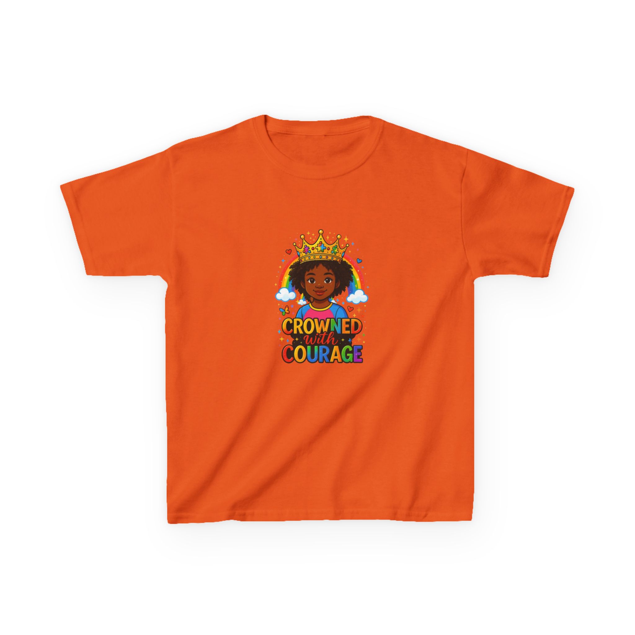 Kids "Crowned With Courage" Rainbow Princess Unisex T-shirt - Image 6