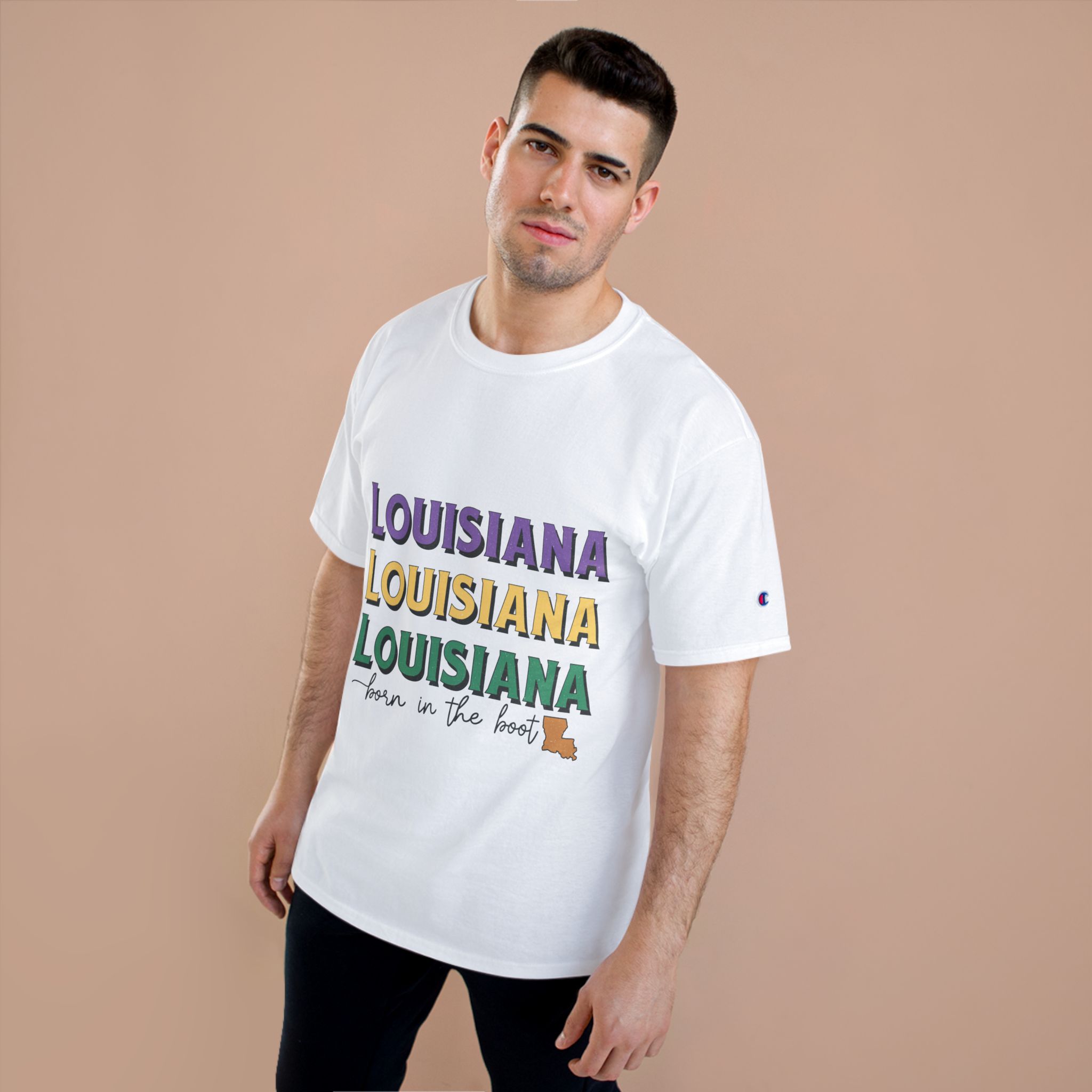 Louisiana Born in the Boot State Pride T-shirt - Champion Brand - Image 2