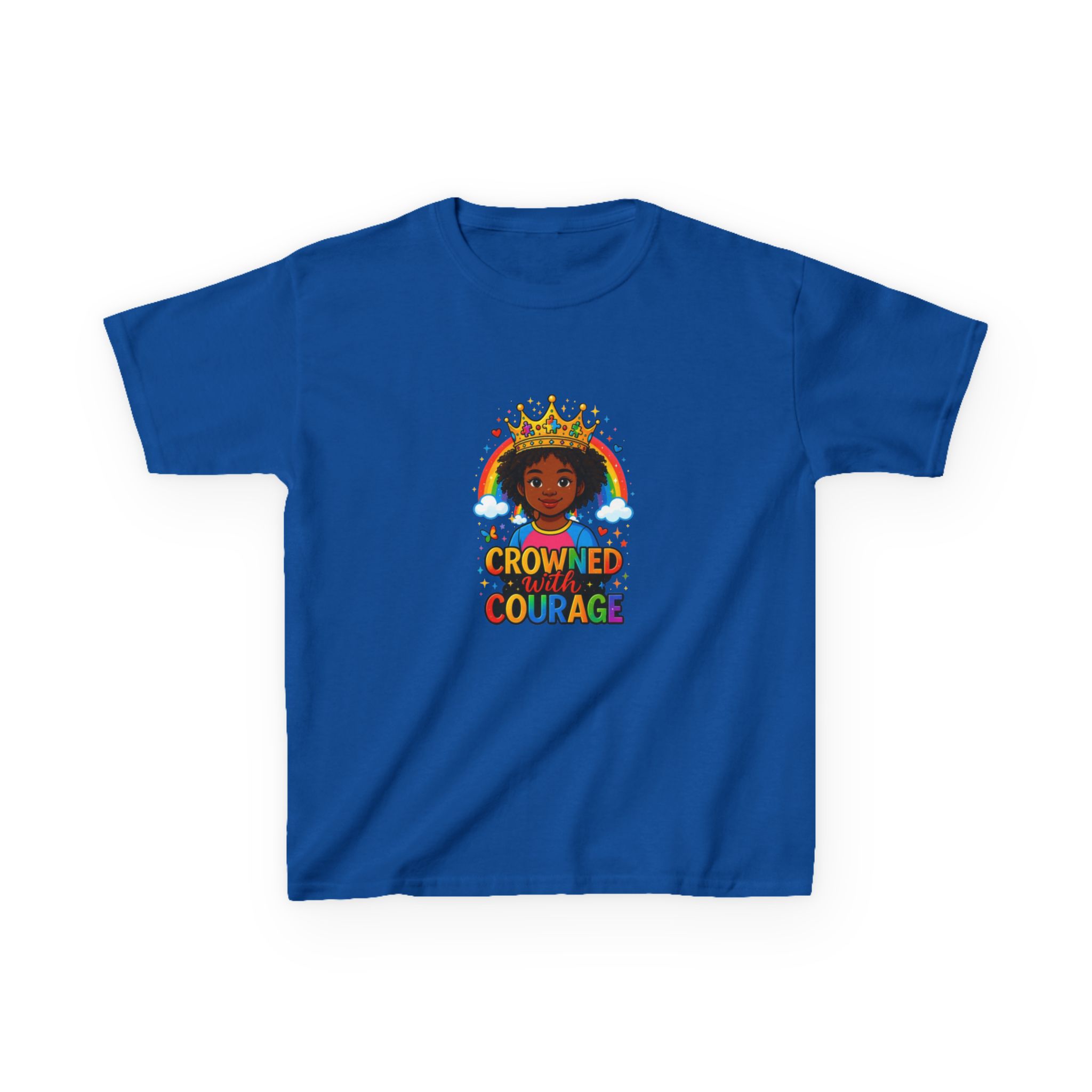 Kids "Crowned With Courage" Rainbow Princess Unisex T-shirt - Image 10