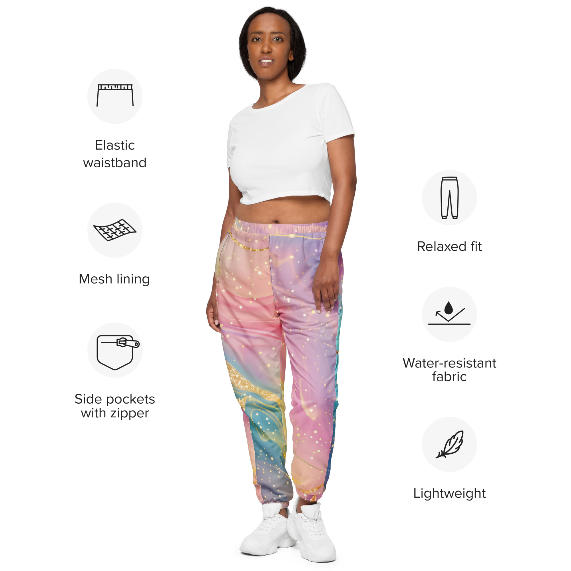 Pastel Marble Galaxy Unisex Track Pants - Image 2