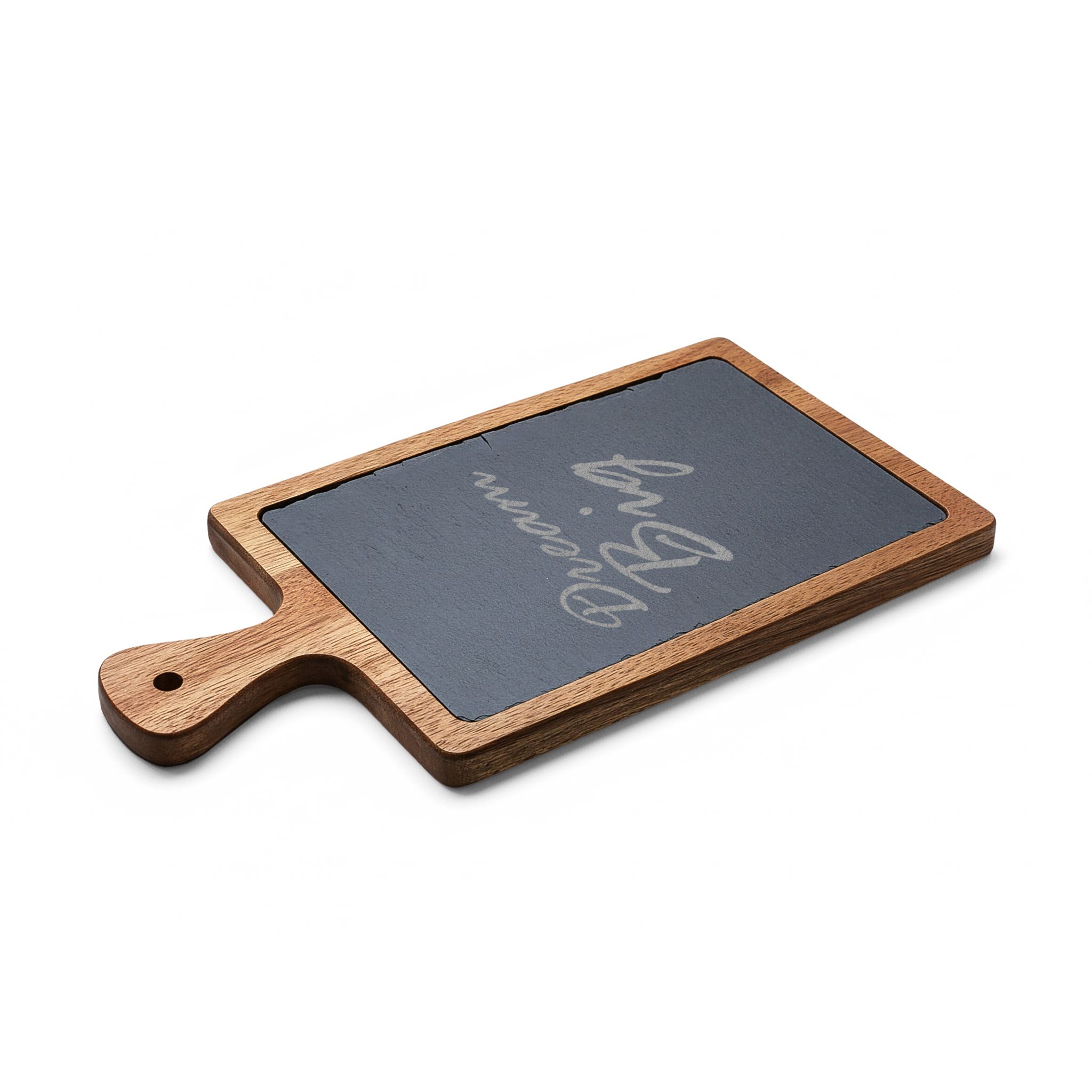 Engraved Acacia Charcuterie Board with Slate Inlay — "Dream Big" Cheese Set - Image 4