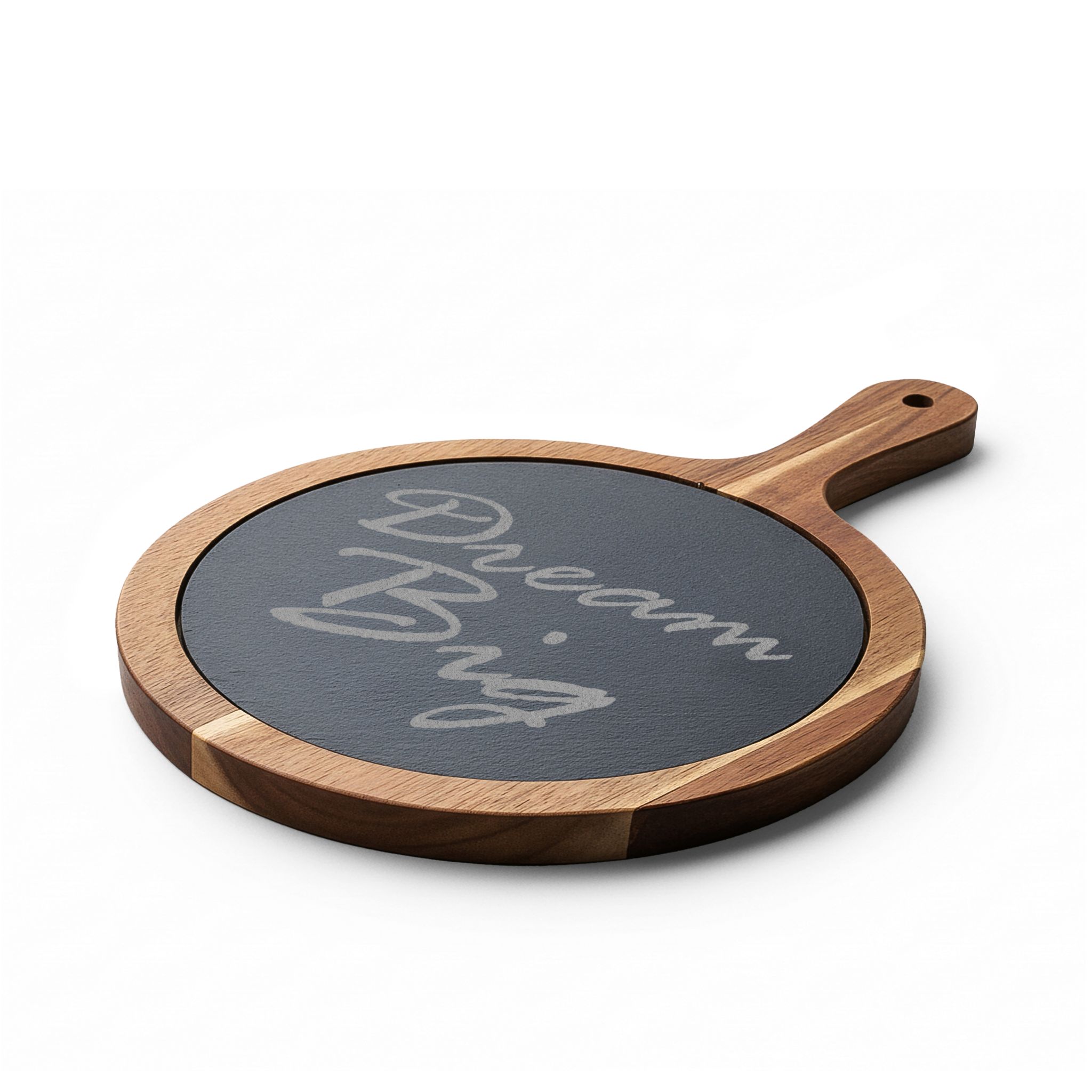 Engraved Acacia Charcuterie Board with Slate Inlay — "Dream Big" Cheese Set - Image 8