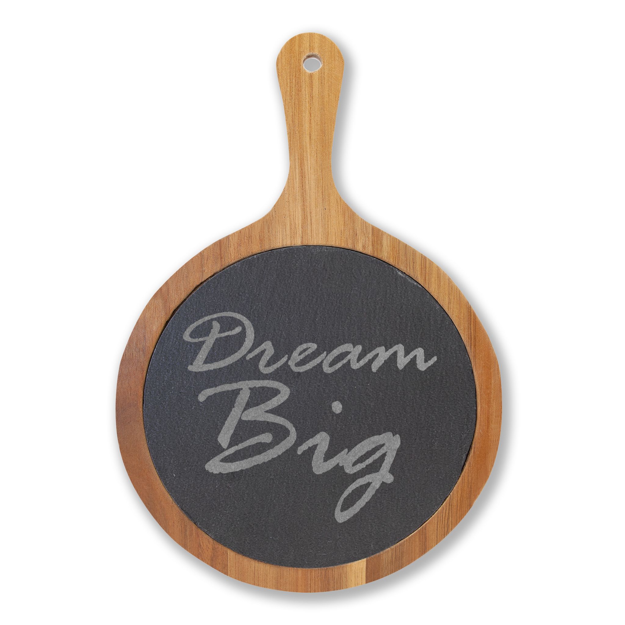 Engraved Acacia Charcuterie Board with Slate Inlay — "Dream Big" Cheese Set - Image 7
